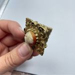 Vintage Estate Gold Tone Cameo Brooch Victorian Style Orange Photo 6