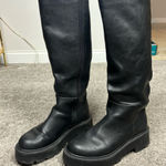 Black combat long zip up moto boots Size 9 Photo 0