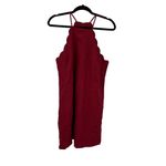 Lulus  Dress Womens Large Endlessly Endearing Mini Wine Red Scalloped Halter Photo 2