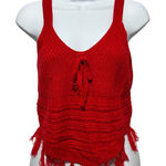 No Boundaries  Juniors Knit Crop Top S Red Fringe Y2K Festival Crochet Coquette Photo 0