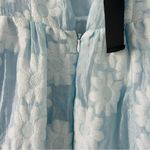 Topshop  Baby Blue Floral Embossed Puff Sleeve Babydoll Mini Dress 8 Photo 7