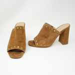 Pelle Moda  Toni Genuine Suede Leather Open Toe Studded Embellished Mules Heels 6 Photo 0