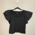 A New Day Target -  Double Flutter Sleeve Slim Fit Shirt, Black, Size S, NWOT Photo 2