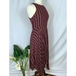 Nordstrom Lumiere Burgundy Stipe Maxi Midi Handkerchief Sleeveless Modest Dress Small Photo 2
