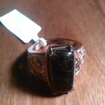 Matrix Silver Shungite Solitaire 18k Rose Gold Plated Ring (Size 9) Photo 5