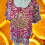 Caribbean Joe NWT  U Neck Paisley‎ Short Sleeve Top Size XL Photo 0