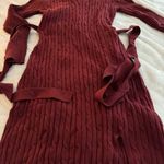 Merokeety Burgundy V-Neck Cable Knit Sweater Dress NWT Size L Photo 5