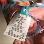 Beach Betty by Miracle Brand Blue Mutli Swim Top Flowers Hibiscus Tropical Size L Photo 6