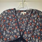 Max Studio Navy Floral Print V Neck Short Sleeve Maxi Dress S Photo 2