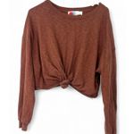 Free People BEACH | S | Cropped Top Long Sleeve Tee Shirt Front Knot Womens Photo 0