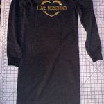 Love moschino Women's Black Logo Glitter Puff Sleeve Mini Dress Size 38 Photo 3