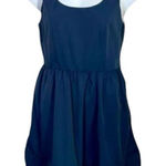 TEVOLIO Blue Sleeveless Sheath Dress Size 10 Ruffle Pleated Hem Casual Zip Photo 0