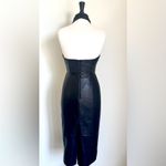 Milly  Women’s Raven Black Vegan Faux Leather Halter Neck Sz 6 Midi Dress BNWT Photo 9