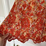 Solitaire  Orange Tangerine Floral Eyelet Blouse Size Large Photo 3
