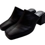Selected Femme Black Leather Mules Block Heel Square Toe Y2K 90s Vibe Size 9 NEW Photo 3
