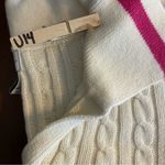 Nicole Miller  Cable Knit Collared Pullover Sweater White‎ with Pink Size medium Photo 5