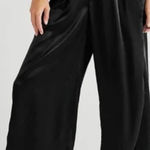 Free People Good Days Satin Trousers Pants Wide Leg Black Size Large Photo 0
