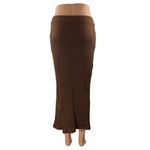 Social Tourist Women's Brown Ribbed High Waist Slit Midi Knit Pencil Skirt Sz S Photo 2