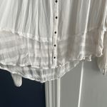 Free People  large rayon gauzy flowy Elegant off scoop White Button-Up Top Photo 2