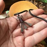 Horseshoe Nail Pendant Leather Cord Necklace Silver Photo 1