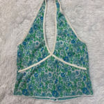 ZARA halter knit hibiscus tank green & blue Photo 1