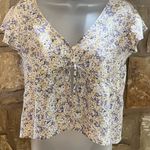 Flirty Wild Fable Yellow Lavender Floral Crop Top Women Medium Flutter Sleeves Photo 13