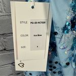 PromGirl Rated PG Backless Sequin Short Prom Dress Floral Ice Blue 6 NWT Photo 4