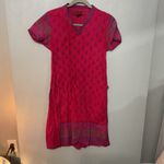 Aarong Pink Paisley Print Short Sleeve V Neck Kurti Tunic Top Bangladesh Size 36 Photo 3