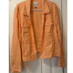 Tommy Bahama Two Palms Jacket Sz XL Tangerine 100% Linen Raw Edge Fringe Pockets Photo 0