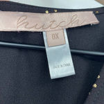 Anthropologie Hutch  Fit & Flare Mini Dress Black Gold Polka Dot Print Womens 14 Photo 5