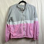 Garage  Women's Windbreaker Size Large Pink white gray colorblock Photo 0