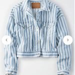 American Eagle  Women's Blue Striped Jacket Oversized Cropped Size XS Photo 0