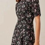 Reformation • Bard Dress mini puff sleeve Jolene black floral print georgette Photo 1