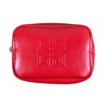 Givenchy  Parfums Embossed Pouch Clutch Red Zip Cosmetic Makeup Travel Designer Photo 2