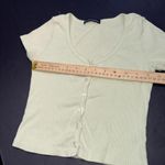 Brandi Melville Green Minimalist Full Button Cotton Crop Short Sleeve Top 0 Photo 6