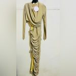 Miss Circle New York Elegant Gold Ruched Evening Dress Size XS Photo 2