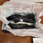 Stuart Weitzman "Chap" Black Patent Leather and Grey Flannel Tassel Loafers 6.5 Photo 11