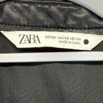 ZARA  Faux Leather Shirt Dress Puff Sleeve Button Front XS‎ Photo 3