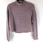 Socialite Womens Sweater Cropped Mock Neck Soft Knit Stretch Oversized Purple XS Photo 0