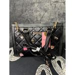 Juicy Couture  Black Quilted Charm Tote Bag NWT Gold Hardware Handbag Purse Photo 2