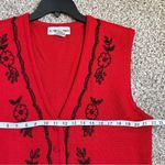 Alfred Dunner 🦋  Red Black Beaded Vest Large Holiday Formal Wool Blend Winter Photo 3