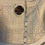 Elliott Lucca Women's White Leather Shoulder Bag With Leopard Design Buckle Photo 11