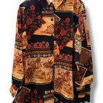 Susan Graver  Safari‎ Floral Print Button-Front Long Sleeve Shirt Sz 1X NEW Photo 0