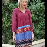 Tolani “Sava Dress” 100% Silk Womens Tunic Dress Red Size XS Celebrity Famous Photo 6