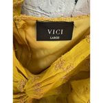 VICI Women's Puff Sleeve Blouse Yellow Twist Front Top Size L Photo 2