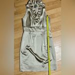 Just Taylor Dress 8 RUFFLE NECK SATIN SHEATH Pencil Evening Cocktail Old Gold Photo 8