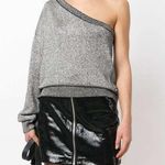 NEW RtA One Shoulder Silver Metallic Glitter Jumper Womens S Designer Sweater Photo 0