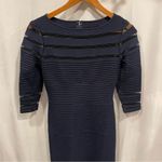 Tadashi Shoji Stunning  maxi dress navy with black mesh inserts mermaid magic Photo 8