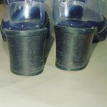 Coach Black Leather Size 7.5 Block Heels Slip On Mules Loafers Iris Suede Square Photo 9