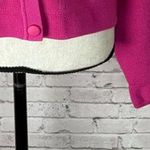 LFD Bright Barbie Pink Waffle Knit Scallop Collar Snap Button Jacket Size M Photo 1